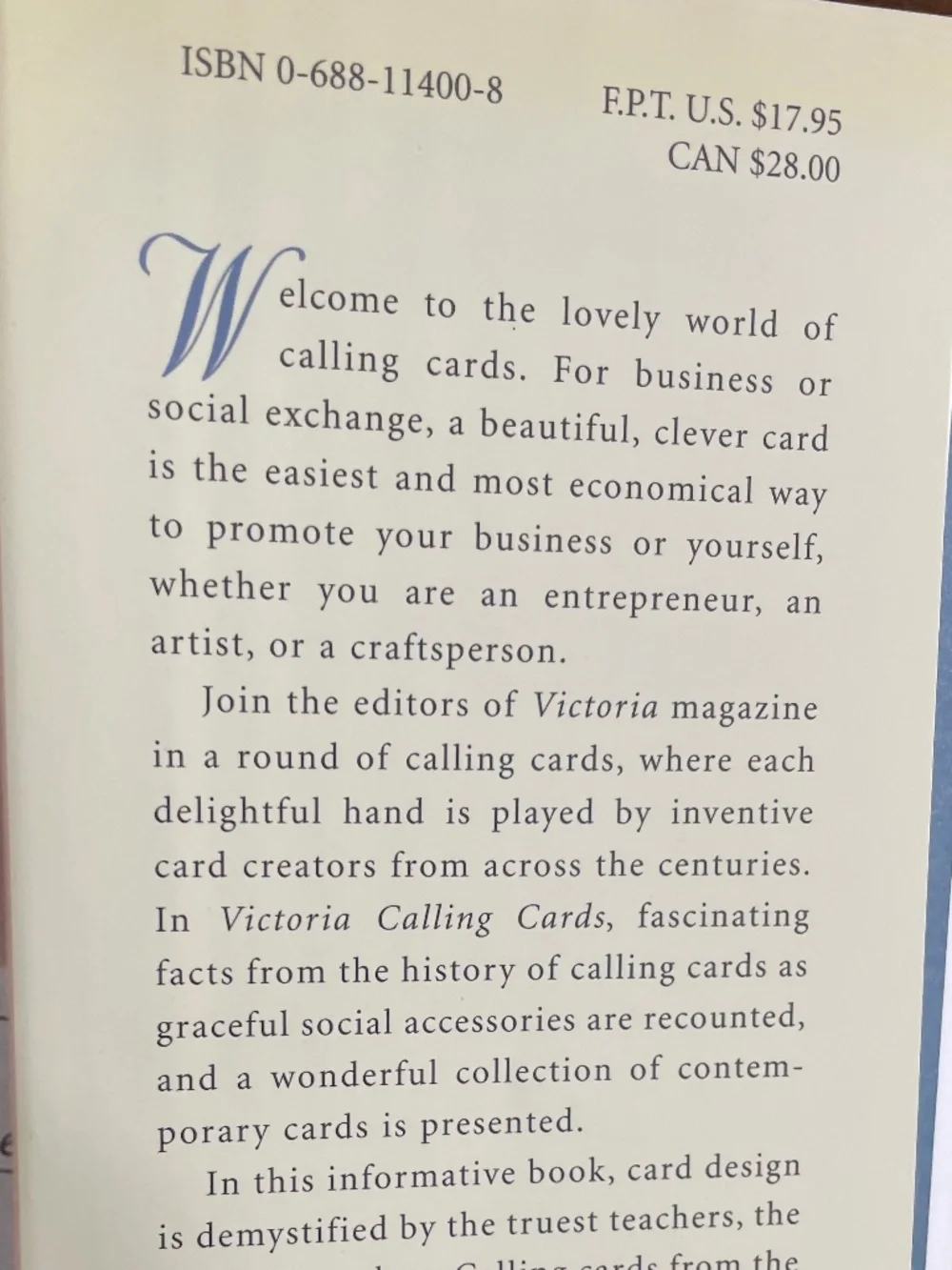 Victoria: Calling Cards - Business and Calling Card Design - Hardbound Book